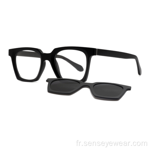 Clip polarisé magnétique carré TR90 UV400 sur les lunettes de soleil